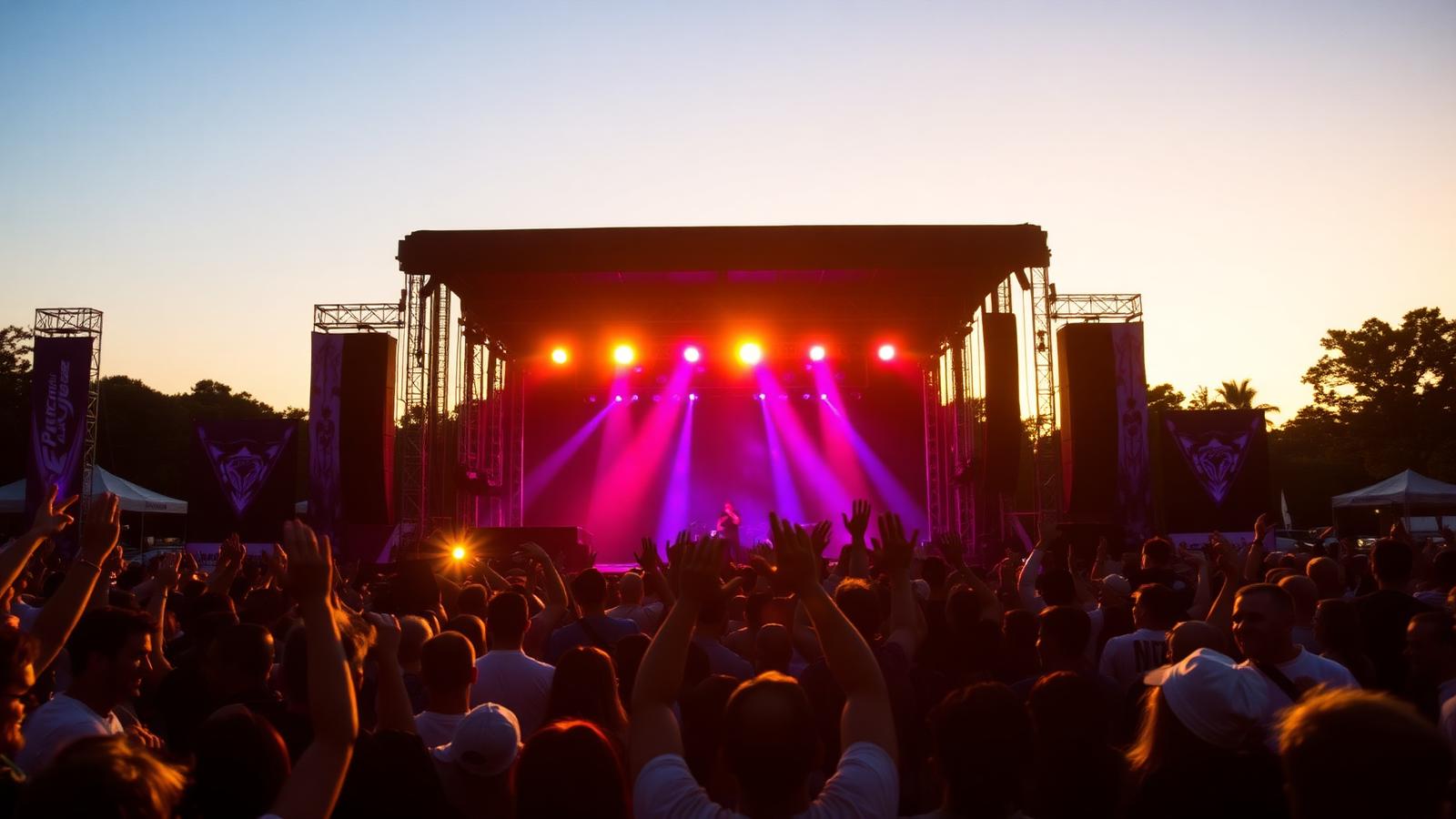 Crush PSP Music Festival stage at sunset